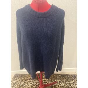 Navy Blue Pullover Sweater Cozy Knit Relaxed Fit